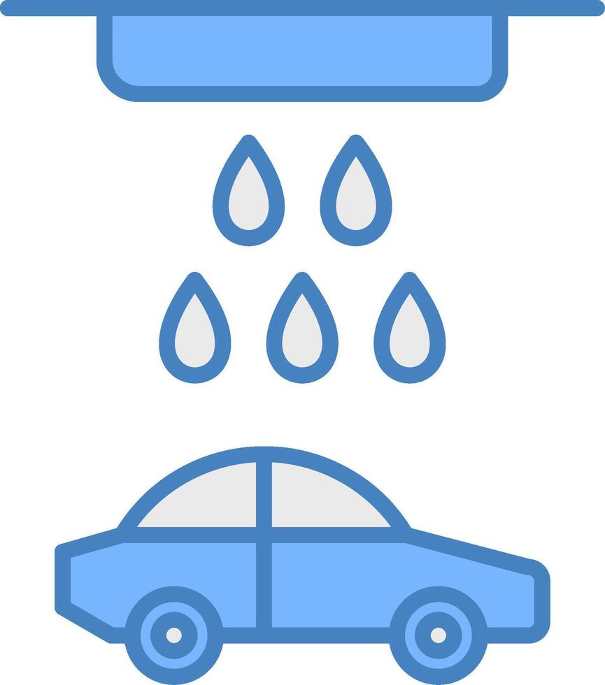 Car Wash Line Filled Blue Icon vector