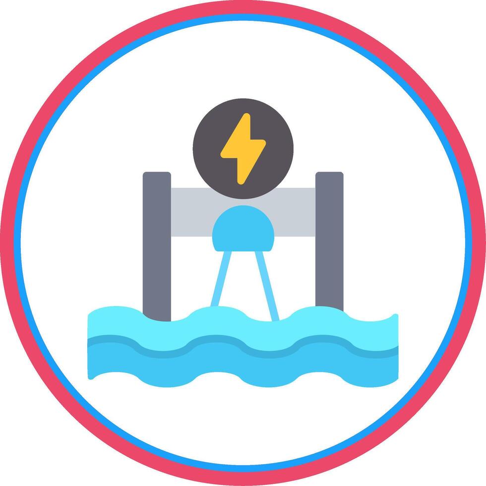 Hydroelectricity Flat Circle Icon vector