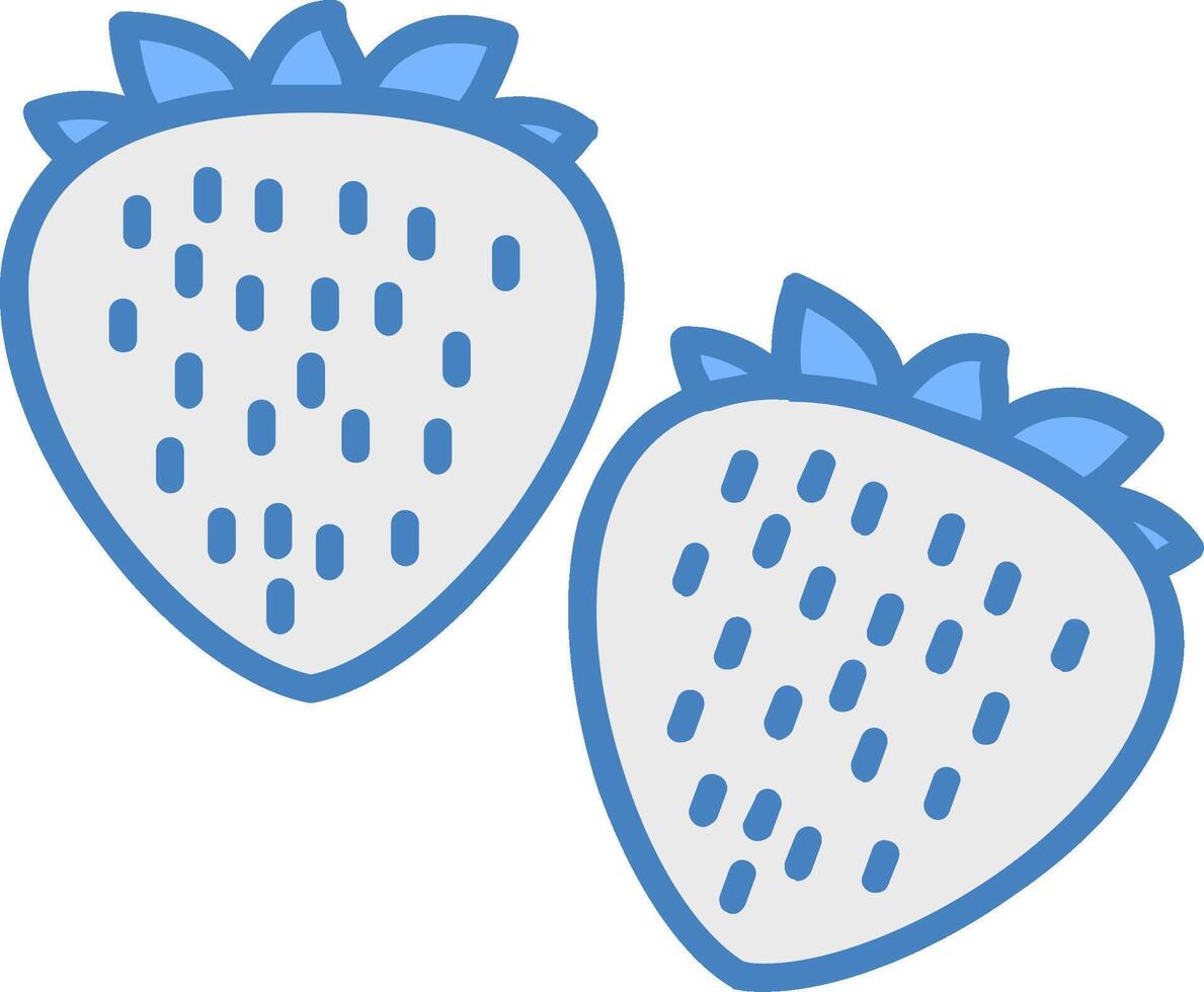 Strawberries Line Filled Blue Icon vector