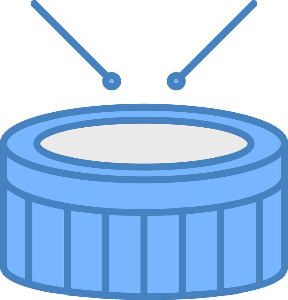 Snare Drum Line Filled Blue Icon vector