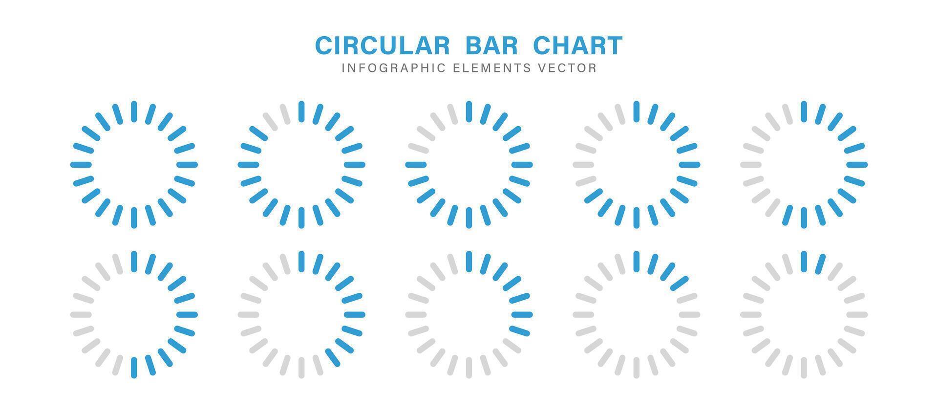 Circle chart, circular percentage progess, loading icon, graph. Flat design. Percentage templates set, infographic elements illustration vector