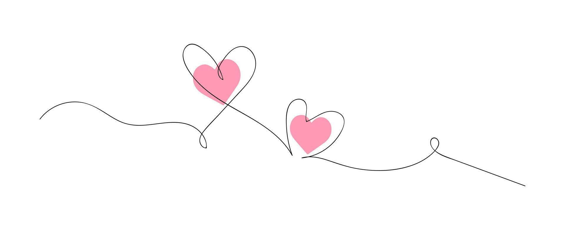 Heart continuous line art, love outline design for mother day, valentine, hand drawing heart sketch illustration vector