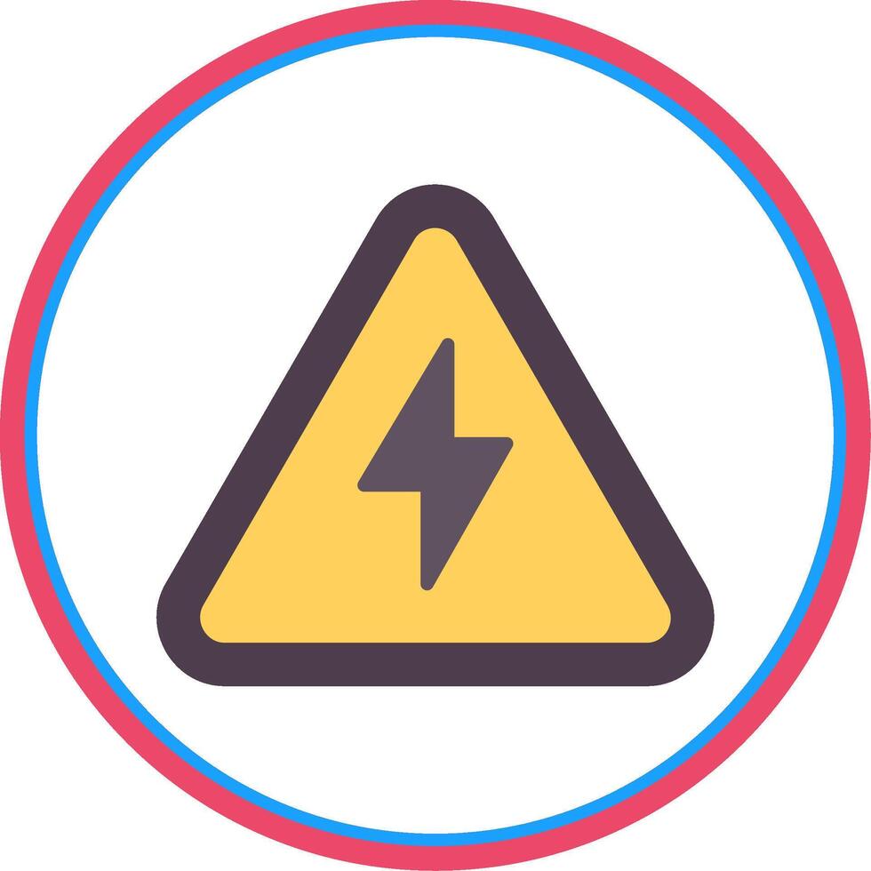 Electrical Danger Sign Flat Circle Icon vector