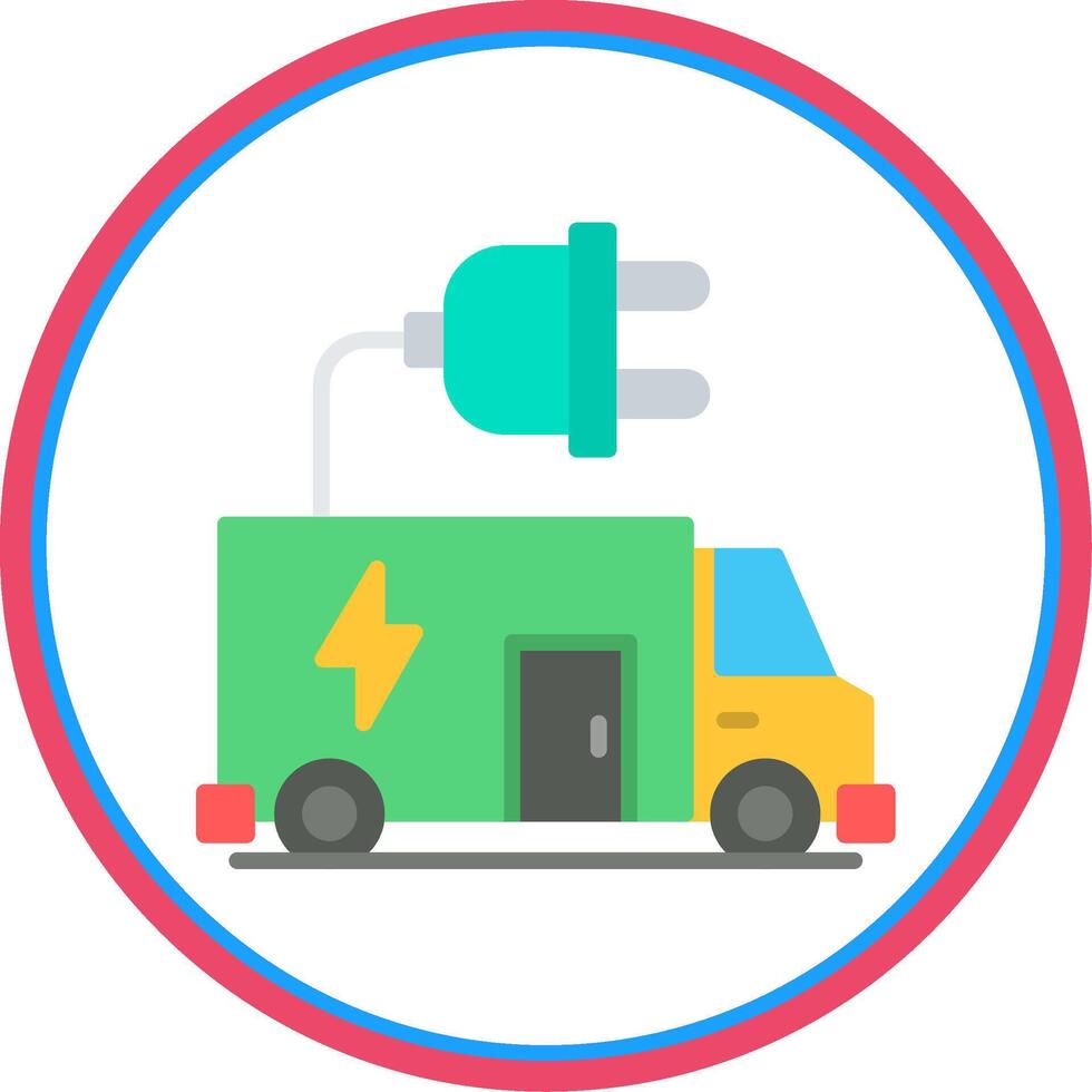 Electric Vehicle Flat Circle Icon vector