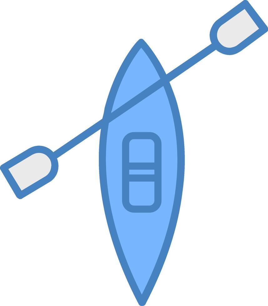 Canoe Line Filled Blue Icon vector