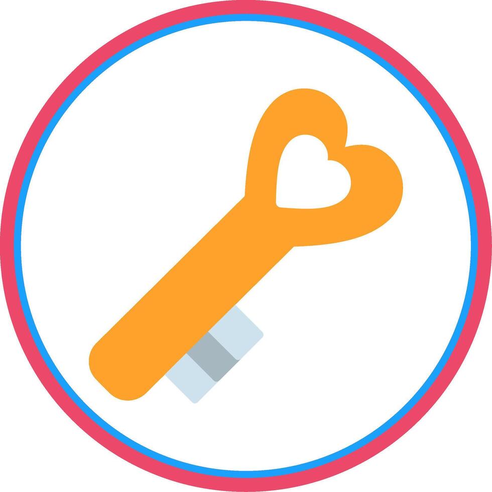 Love Key Flat Circle Icon vector