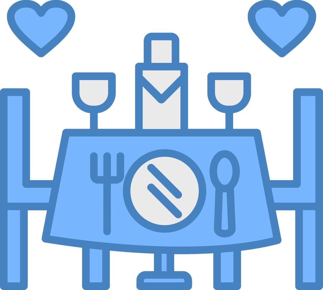 Wedding Dinner Line Filled Blue Icon vector