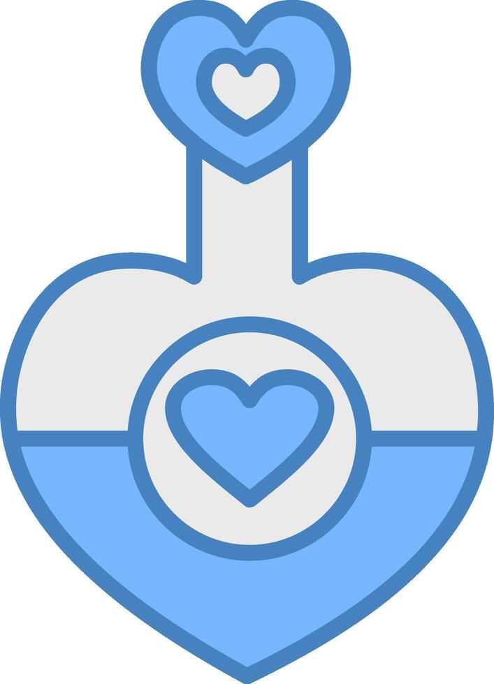 amor poción línea lleno azul icono vector