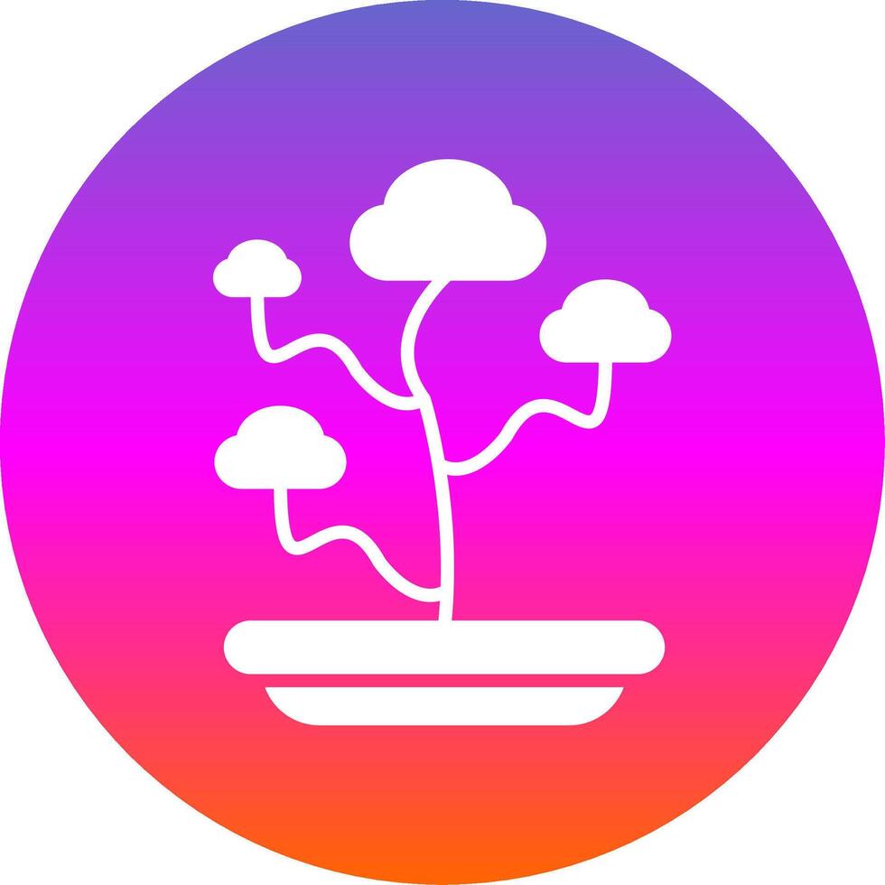 bonsai glifo degradado circulo icono diseño vector