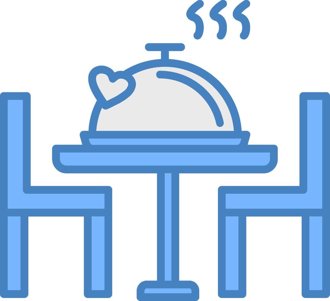 Romantic Dinner Line Filled Blue Icon vector