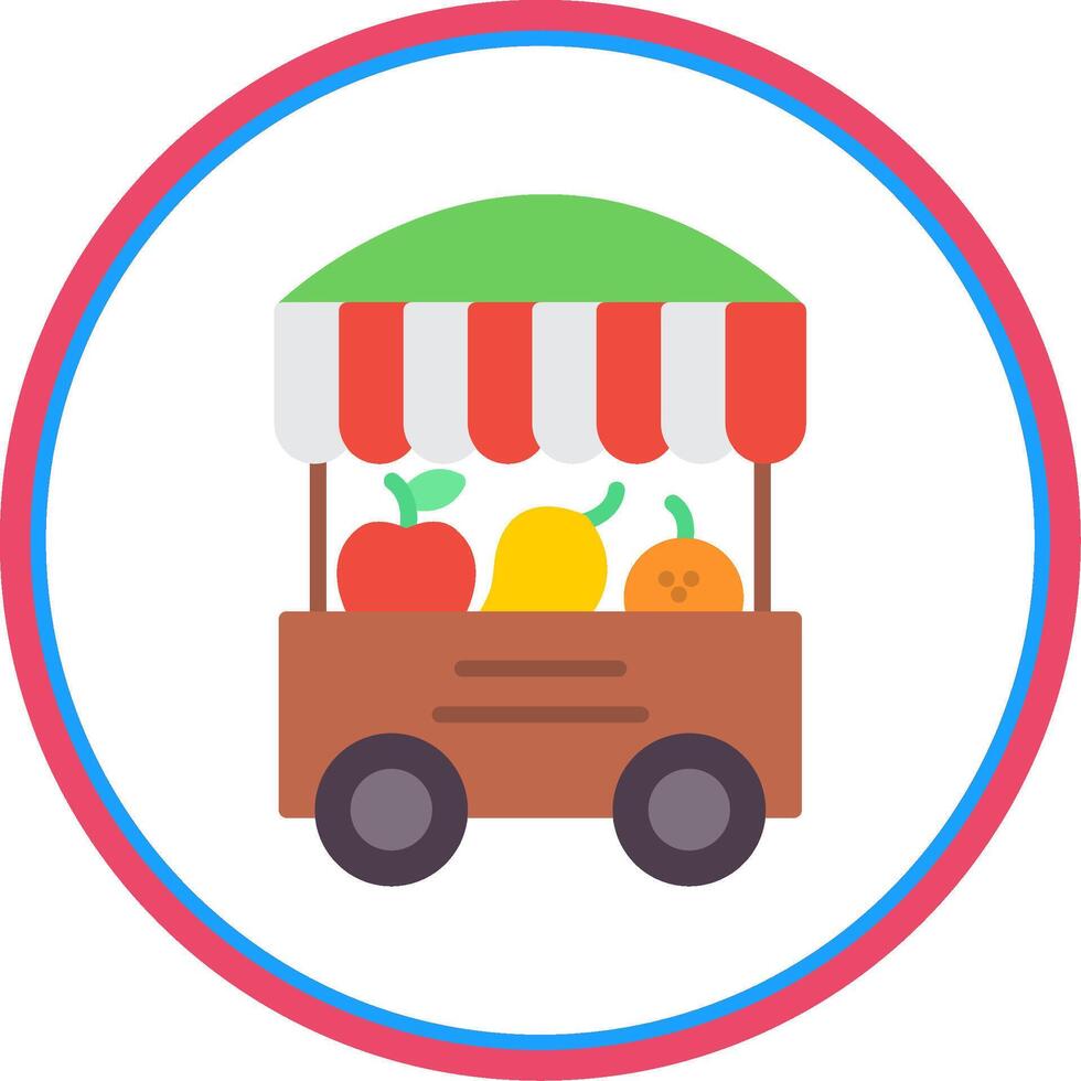 Fruit Stand Flat Circle Icon vector