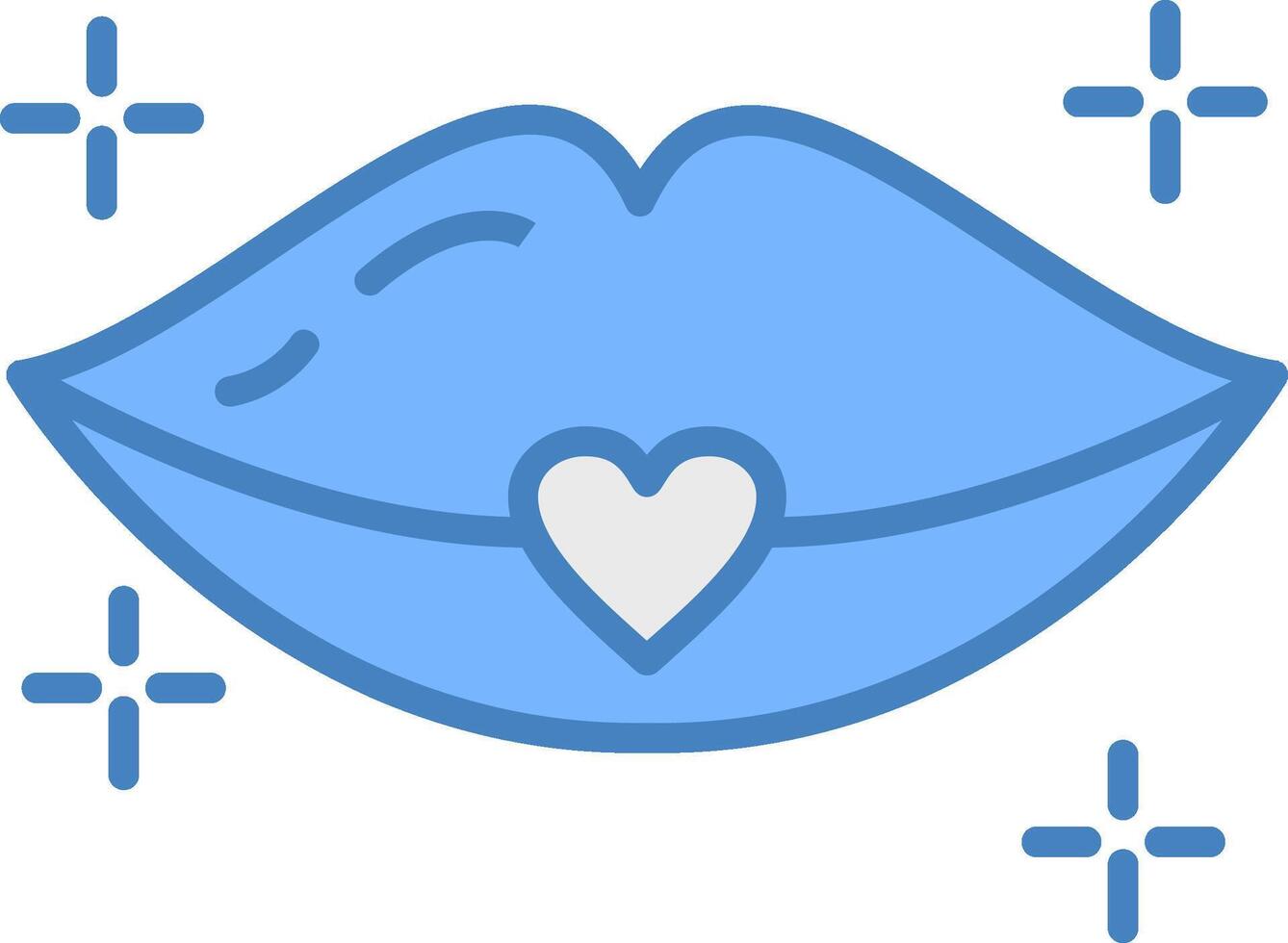 Lips Line Filled Blue Icon vector