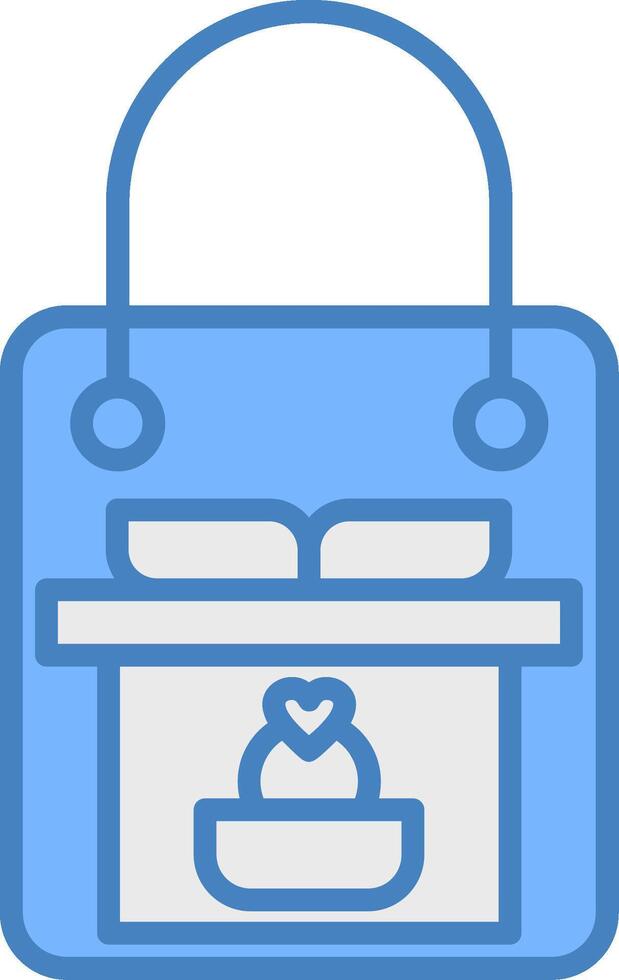 Gift Bag Line Filled Blue Icon vector