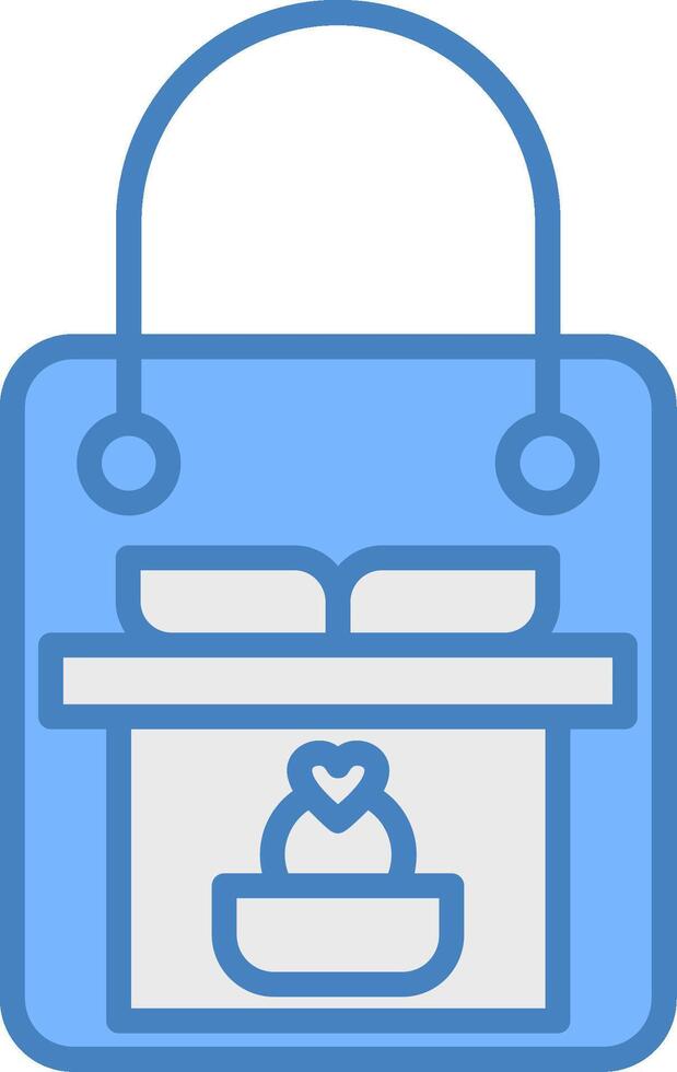 regalo bolso línea lleno azul icono vector