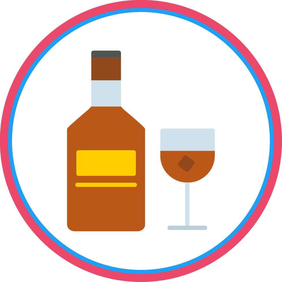 Whiskey Flat Circle Icon vector