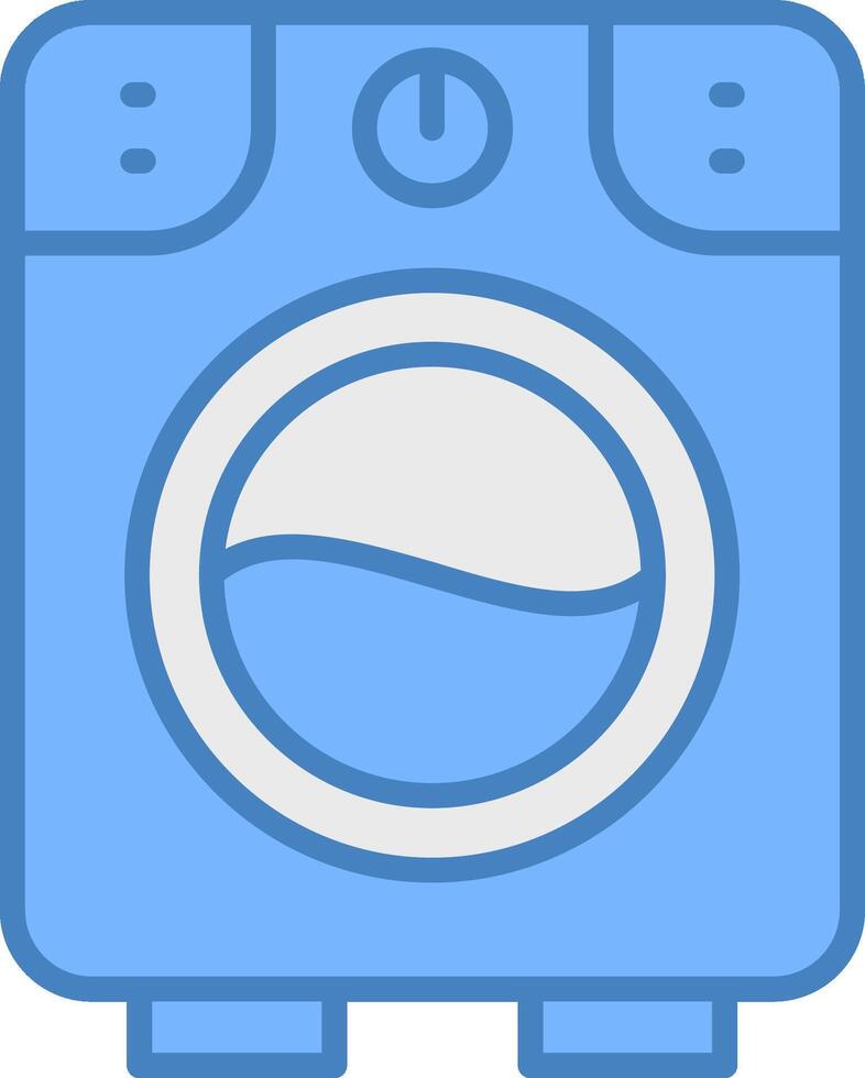 Lavado máquina línea lleno azul icono vector