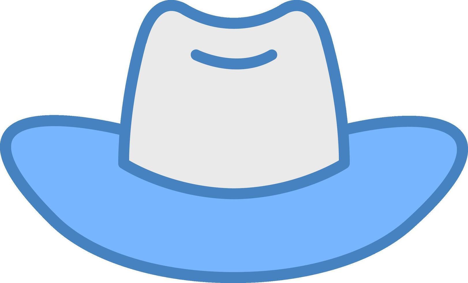 vaquero sombrero línea lleno azul icono vector