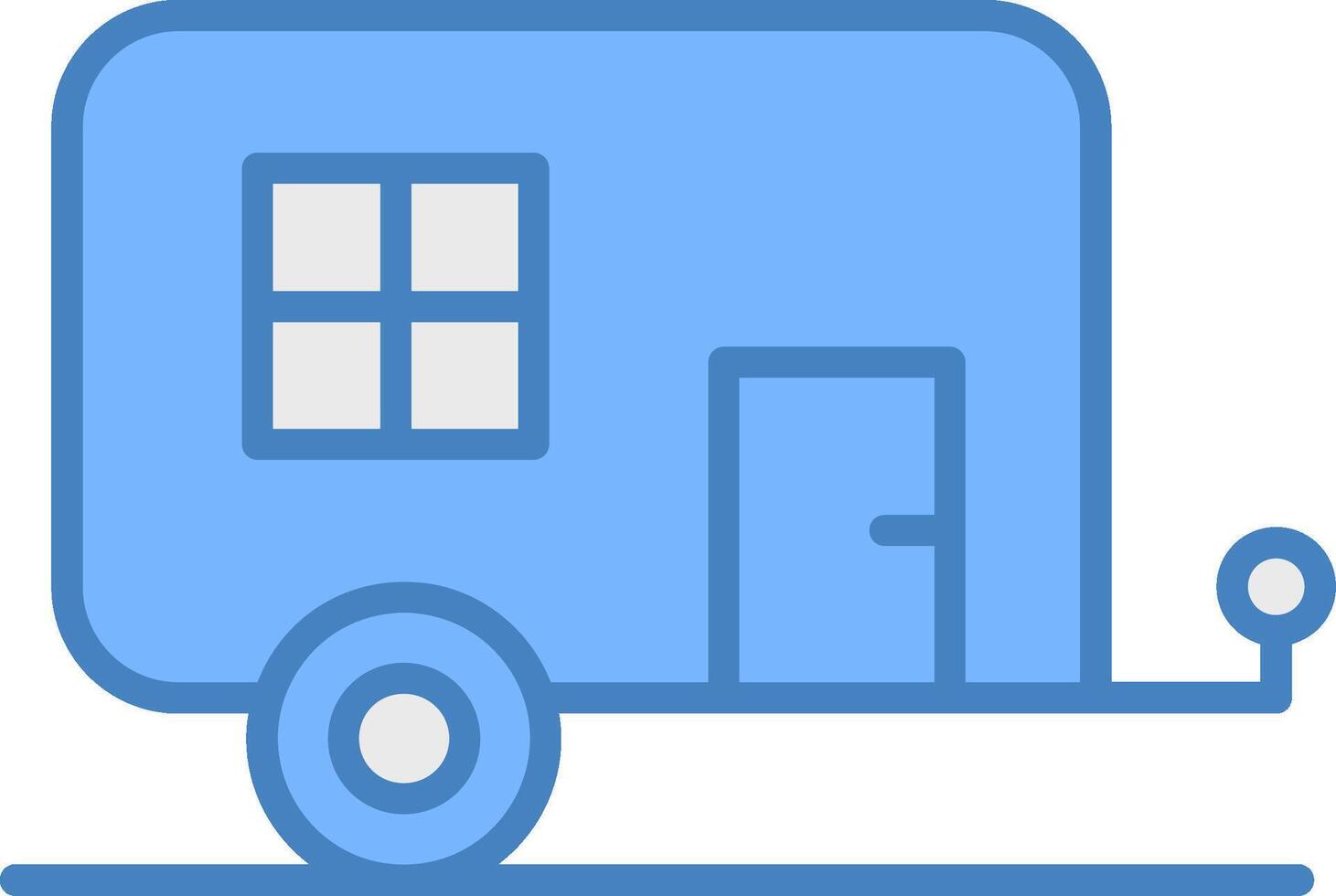 Caravan Line Filled Blue Icon vector