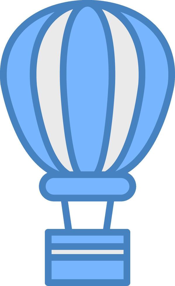 Hot Air Balloon Line Filled Blue Icon vector
