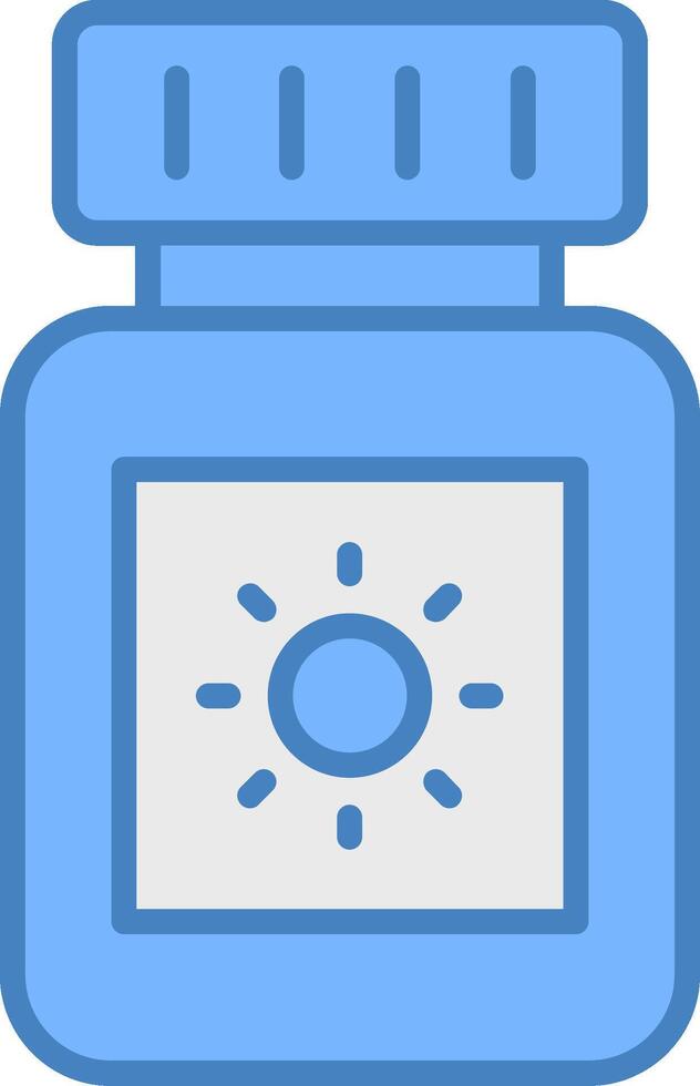 Sun Block Line Filled Blue Icon vector