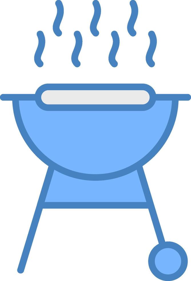 BBQ Grill Line Filled Blue Icon vector