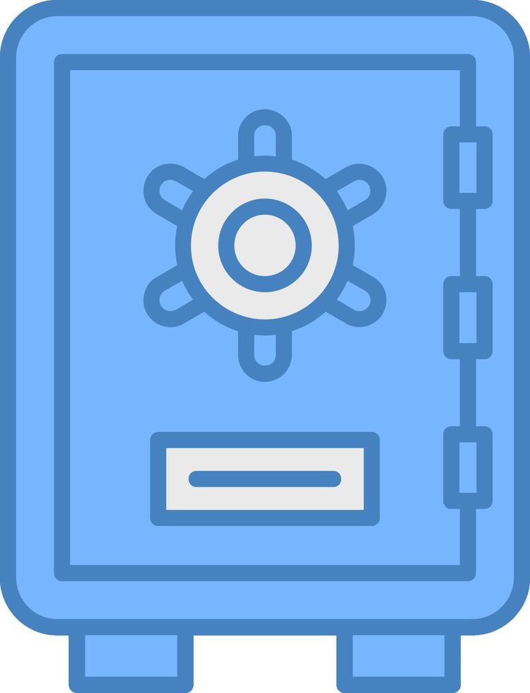 la seguridad caja línea lleno azul icono vector