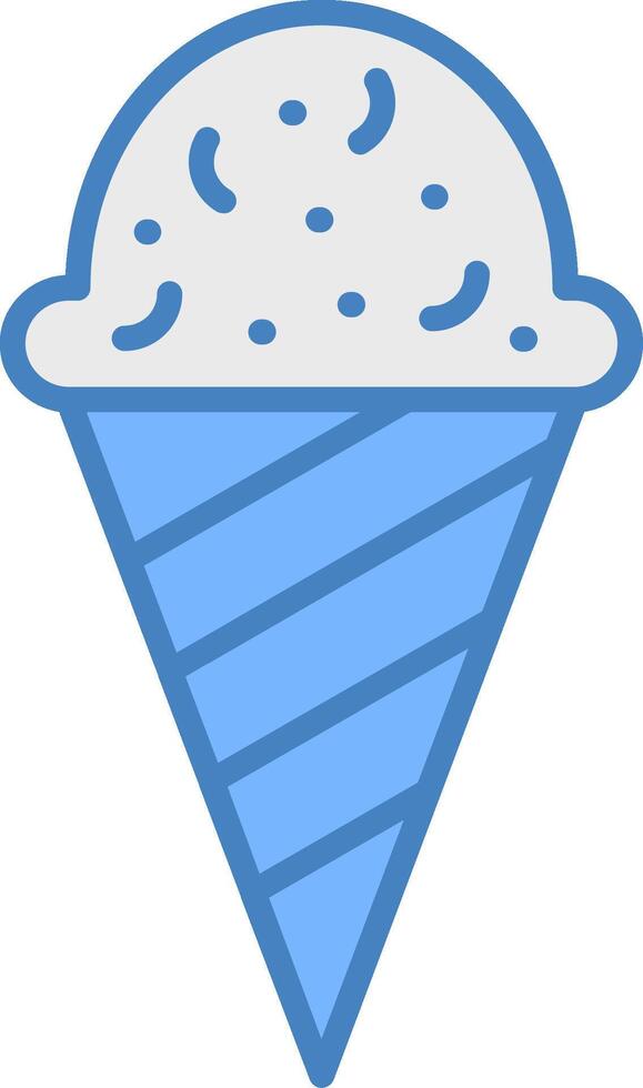 helado línea lleno azul icono vector