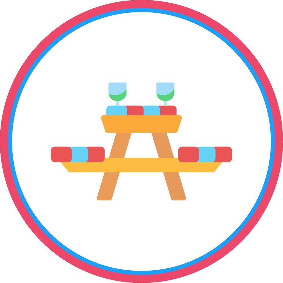 Picnic Table Flat Circle Icon vector