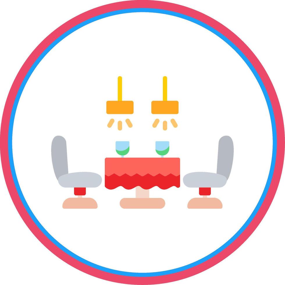 Dining Table Flat Circle Icon vector