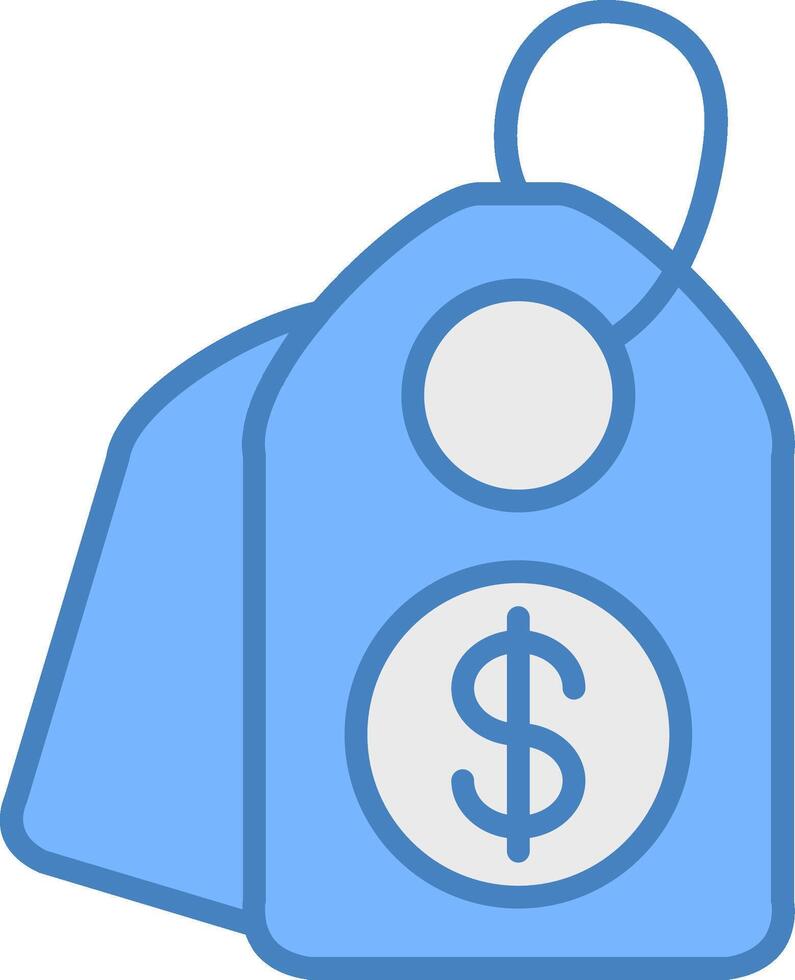 Price Tags Line Filled Blue Icon vector