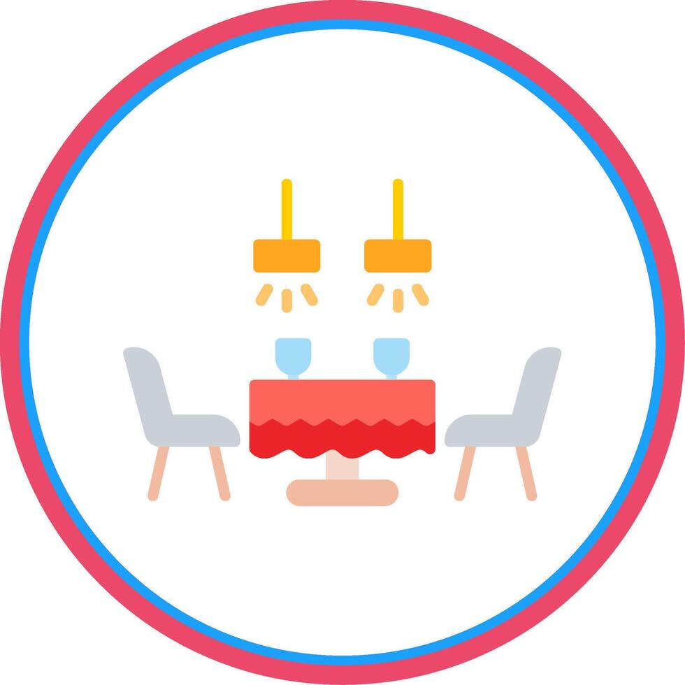 Dining Table Flat Circle Icon vector