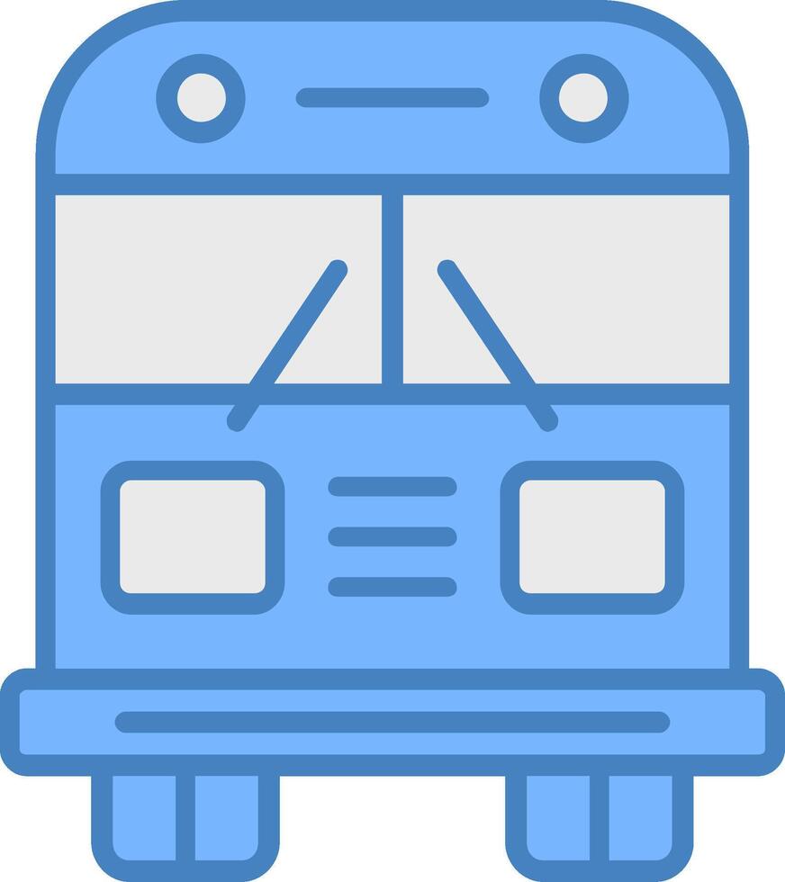 School Bus Line Filled Blue Icon vector