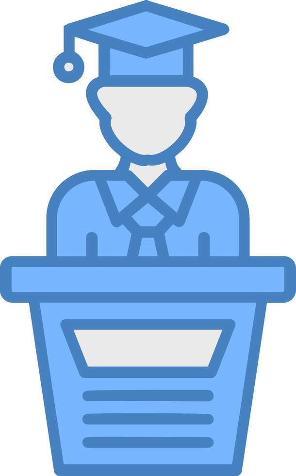 Graduation Line Filled Blue Icon vector
