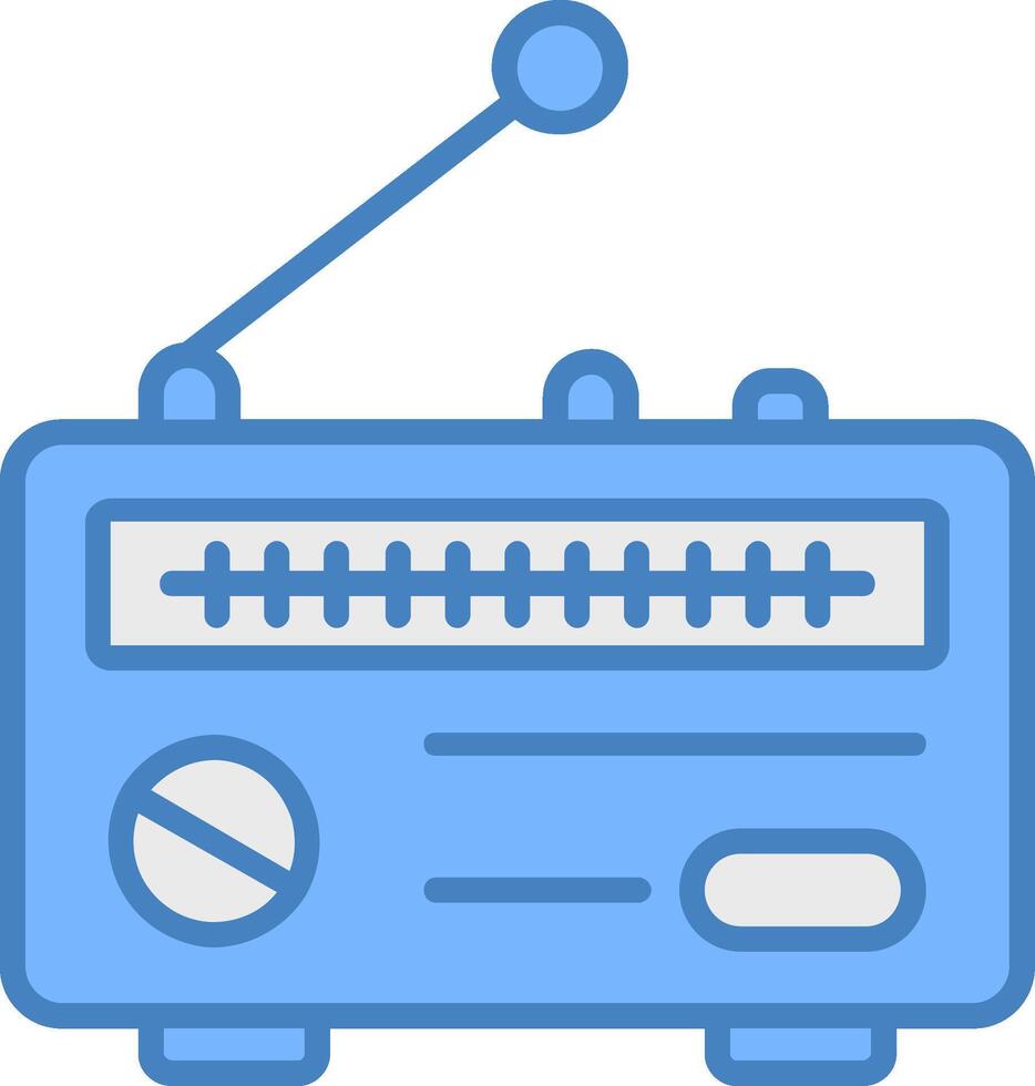 Radio Line Filled Blue Icon vector