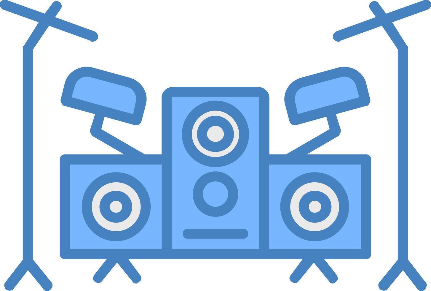Drum Set Line Filled Blue Icon vector