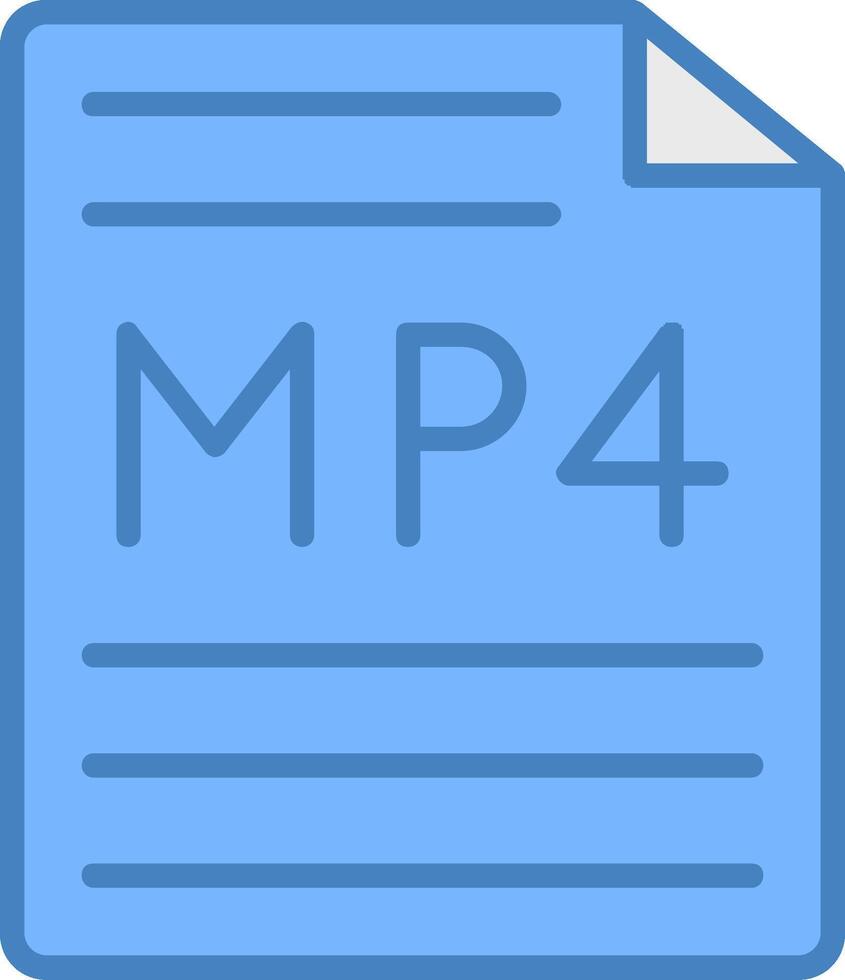 mp4 línea lleno azul icono vector