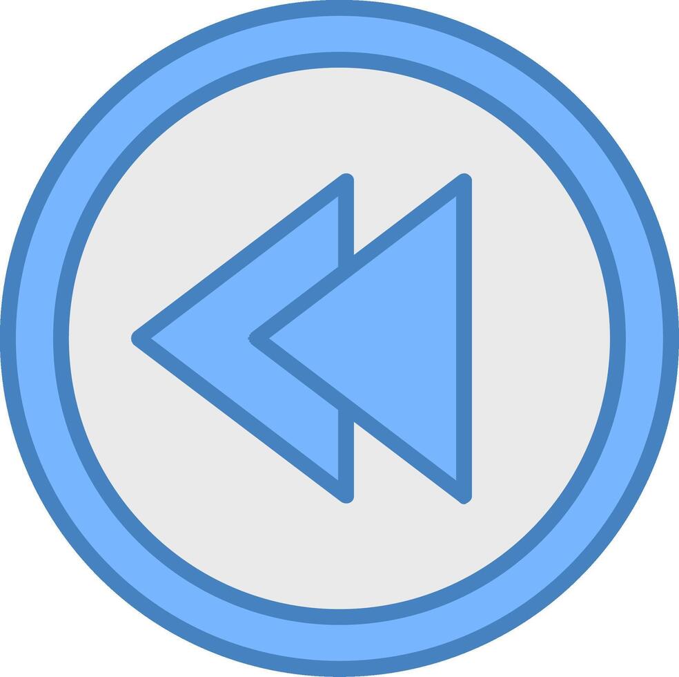 Backward Line Filled Blue Icon vector