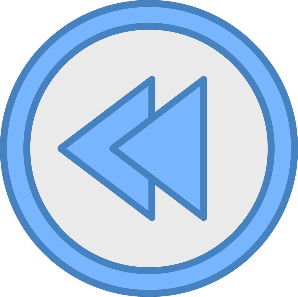 Backward Line Filled Blue Icon vector