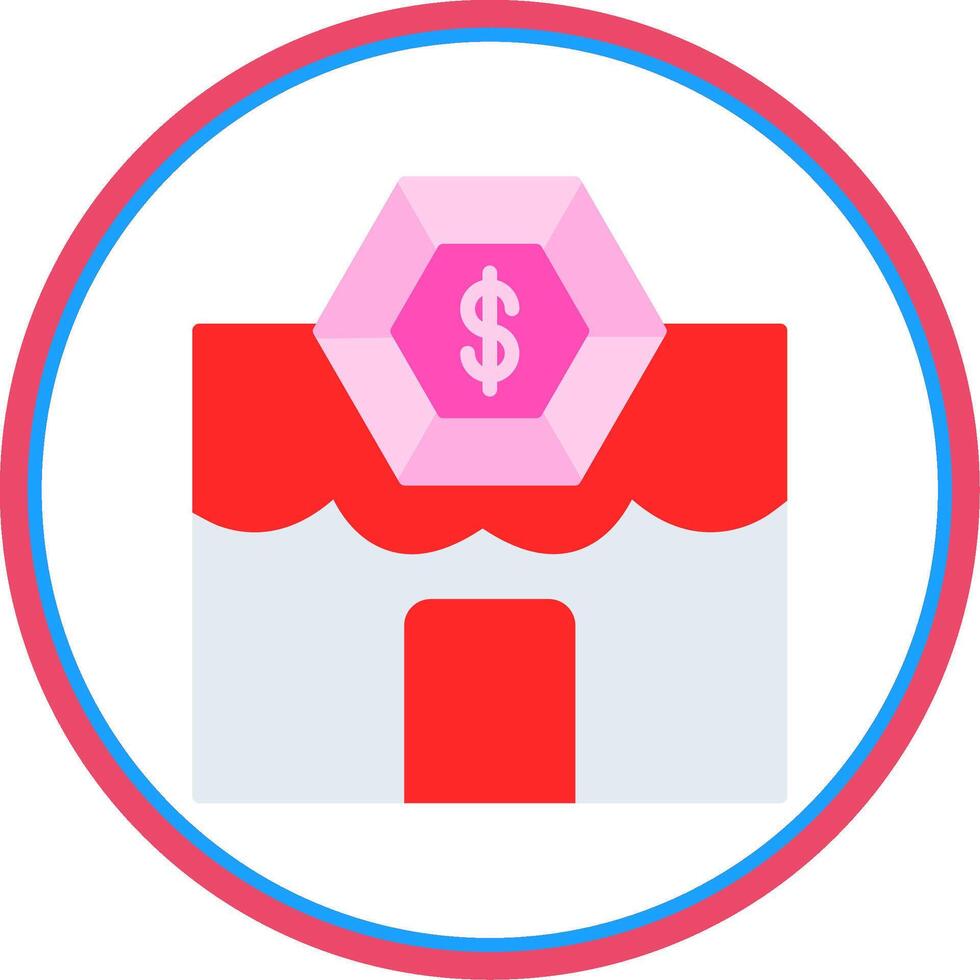 Pawn Shop Flat Circle Icon vector