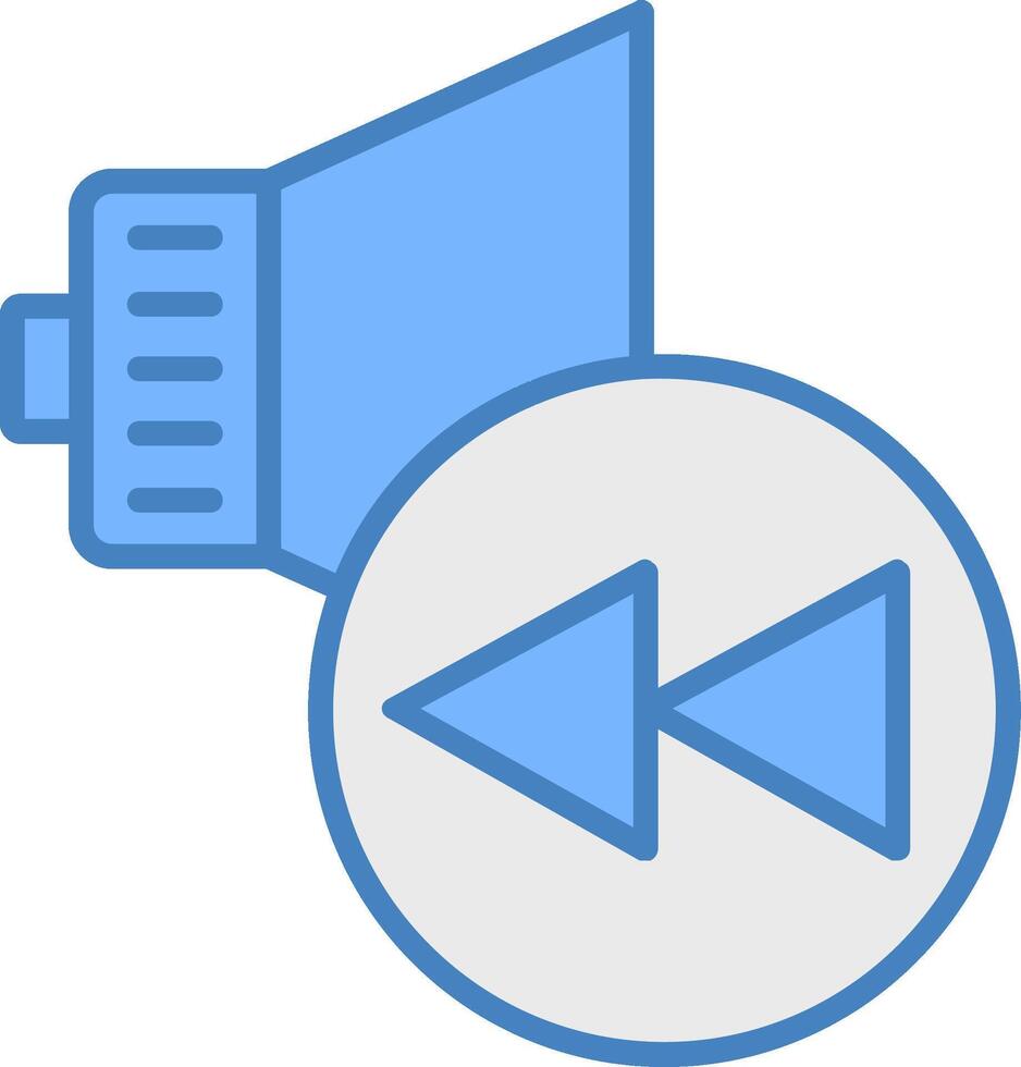 Rewind Line Filled Blue Icon vector