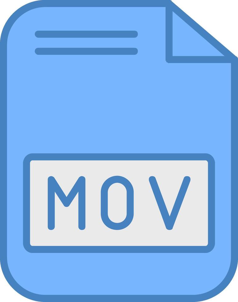 Mov File Line Filled Blue Icon vector