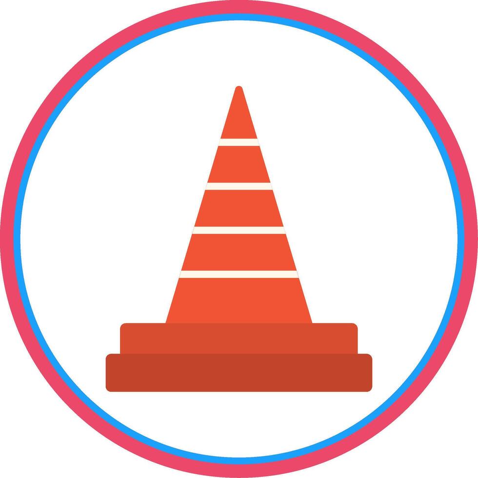 Traffic Cone Flat Circle Icon vector