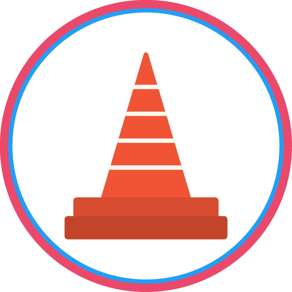 Traffic Cone Flat Circle Icon vector