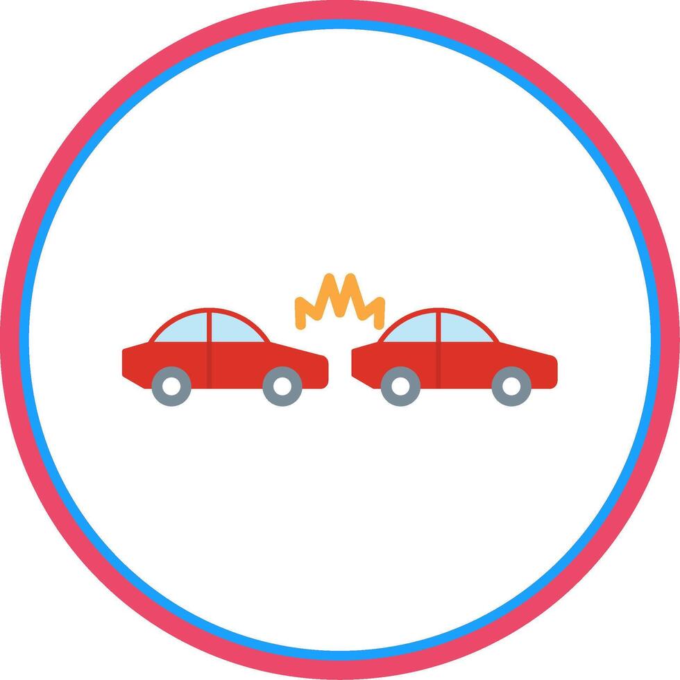 Car Crash Flat Circle Icon vector