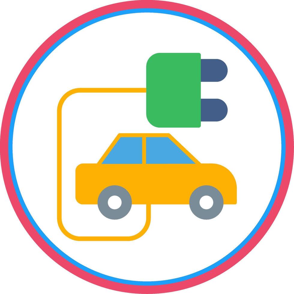 Electric Car Flat Circle Icon vector