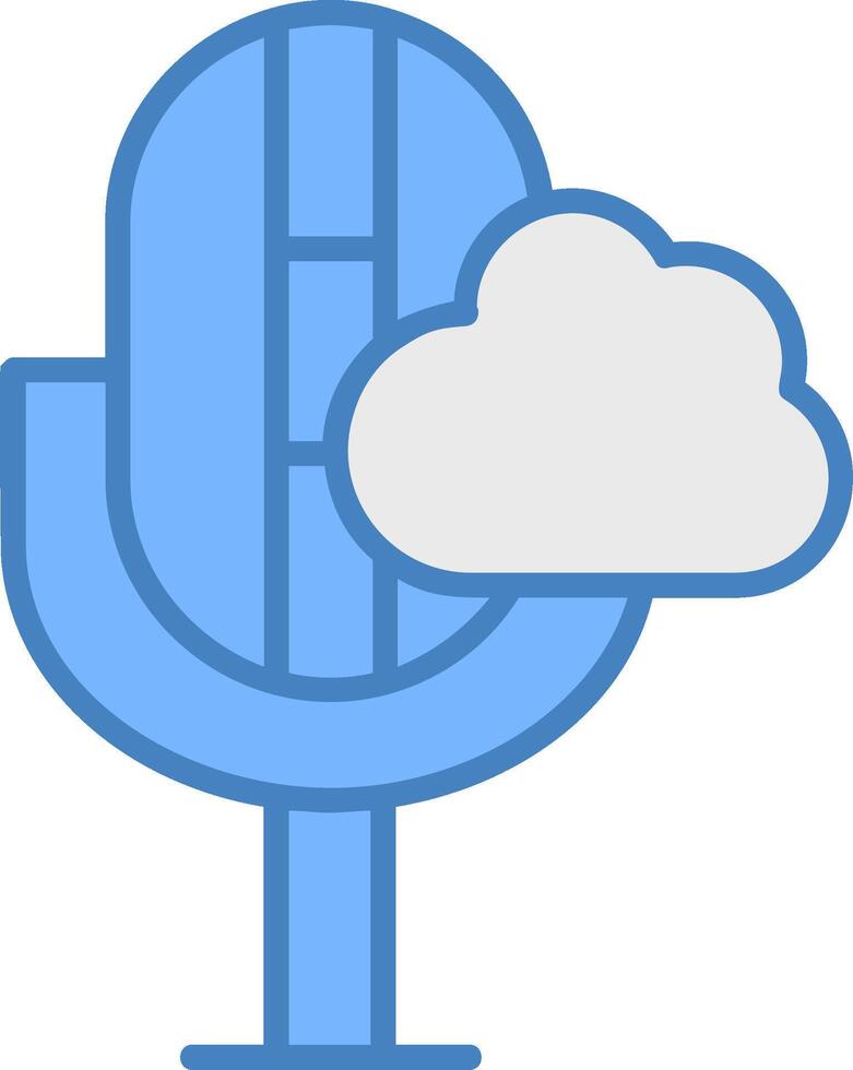 Cloud Line Filled Blue Icon vector