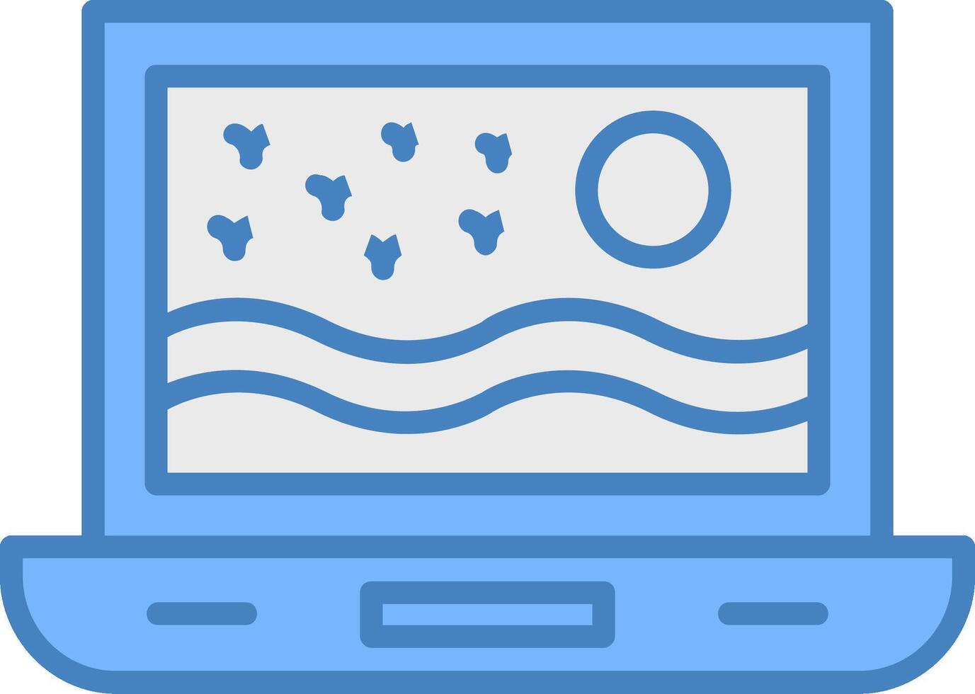 Laptop Line Filled Blue Icon vector