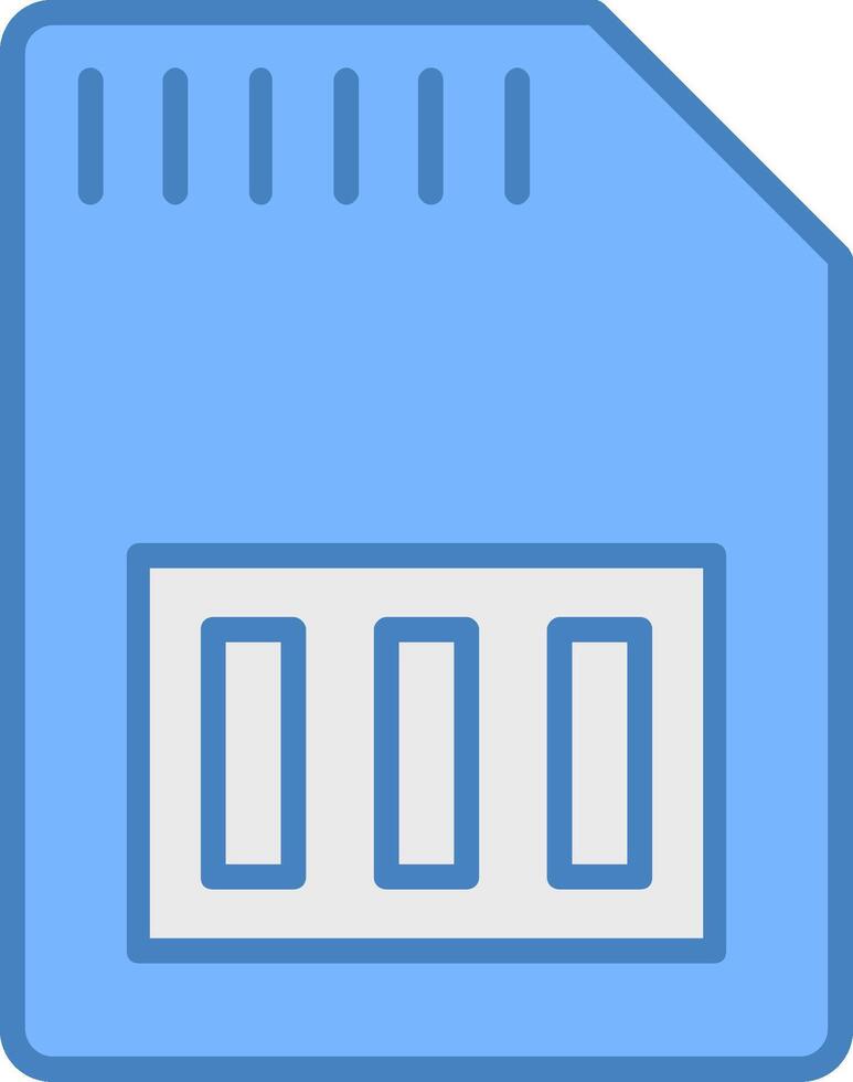 Sd Card Line Filled Blue Icon vector