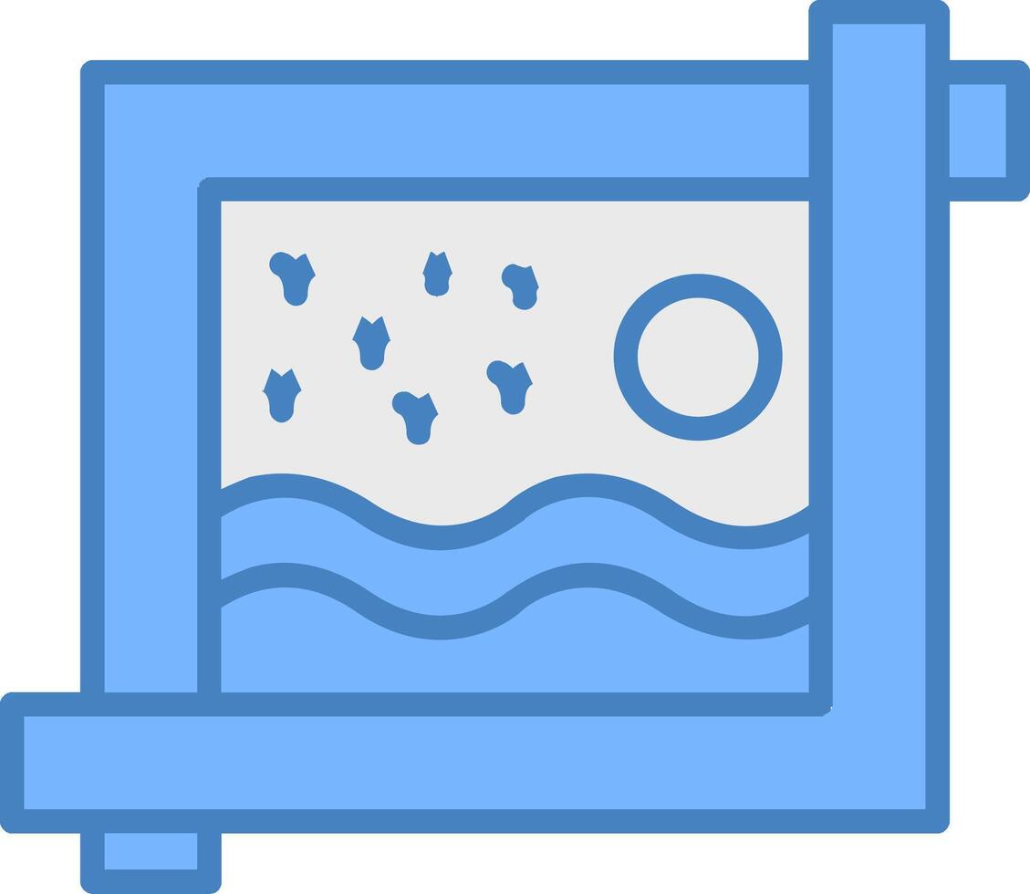 Crop Tool Line Filled Blue Icon vector