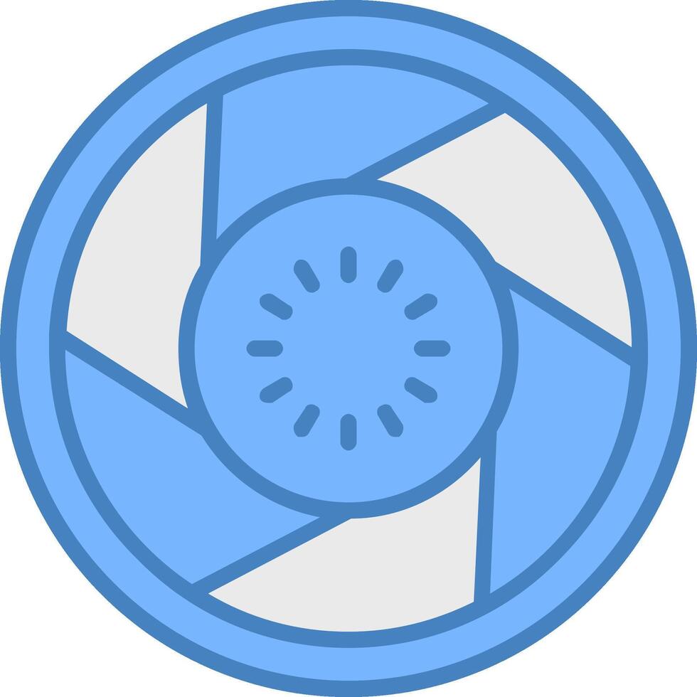 Lens Line Filled Blue Icon vector